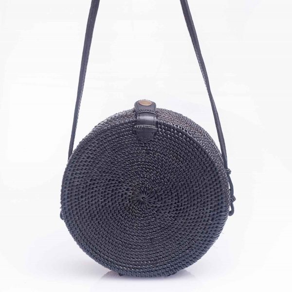 round Black rattan bag
