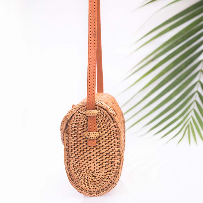 Rectangle Rattan Bag - Tropicana | Handmade Boho Bags | Bohemian Treasure