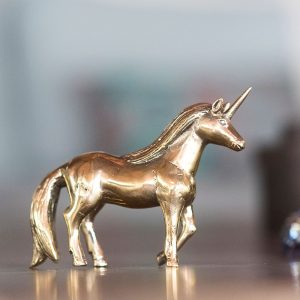 gold unicorn statue