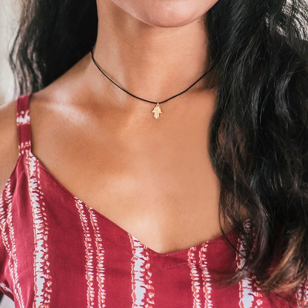 golden hamsa choker